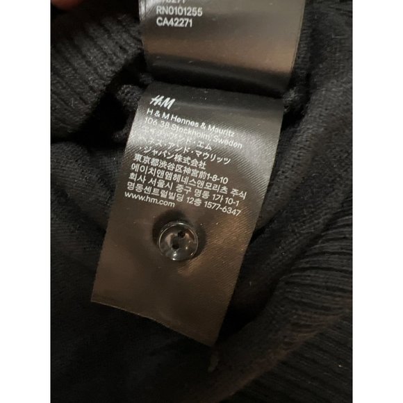 H&M Black Top Sweater Sequined Sparkling Peter Pan Collar Blouse - Picture 7 of 8